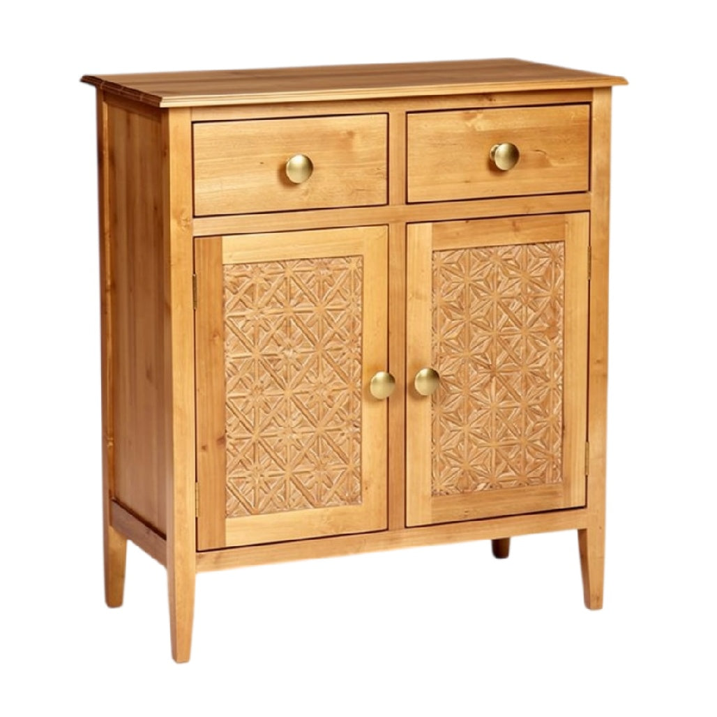 **Technische titel in het Nederlands: **Houten Kast met Gegraveerde Deuren en Lades**